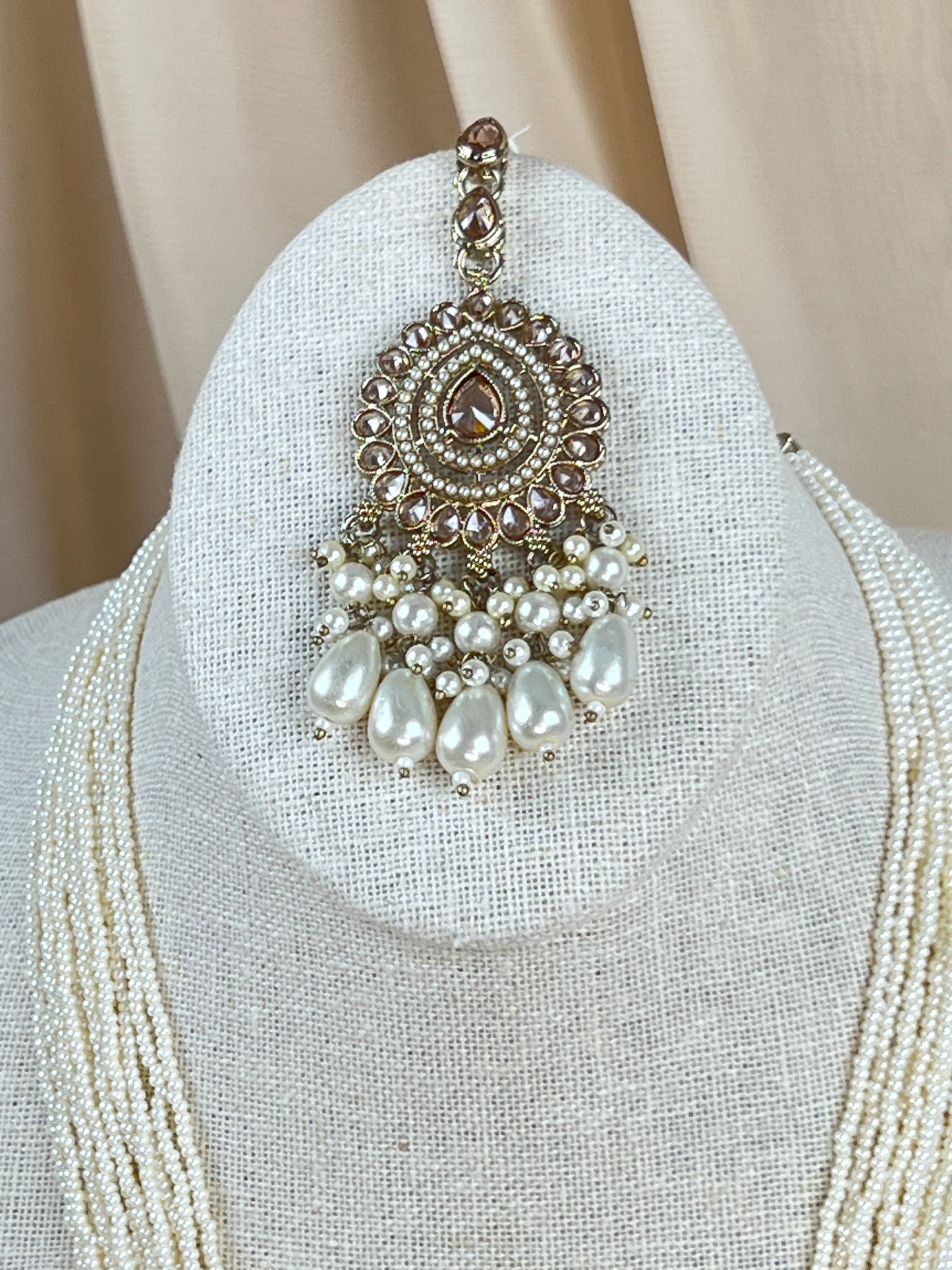 Nauratan Large Long Polki | Pearl Mala | Haar Set