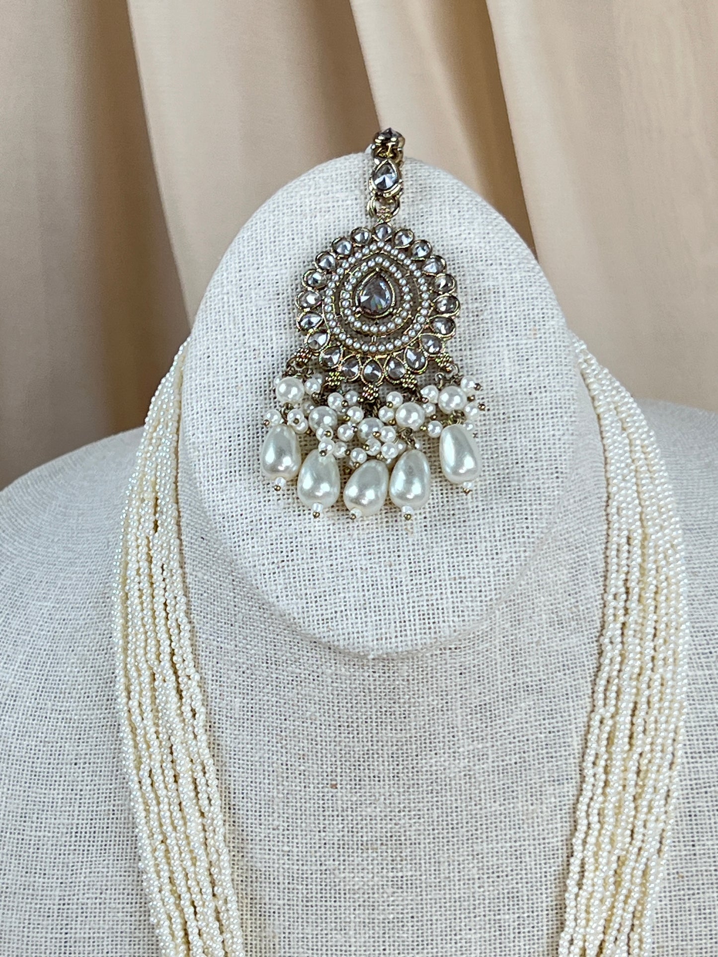 Nauratan Large Long Polki | Pearl Mala | Haar Set