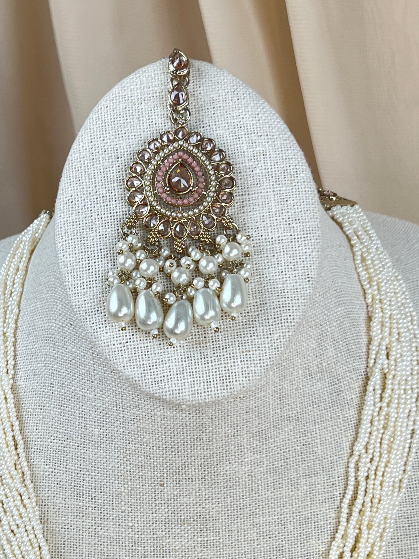 Nauratan Large Long Polki | Pearl Mala | Haar Set