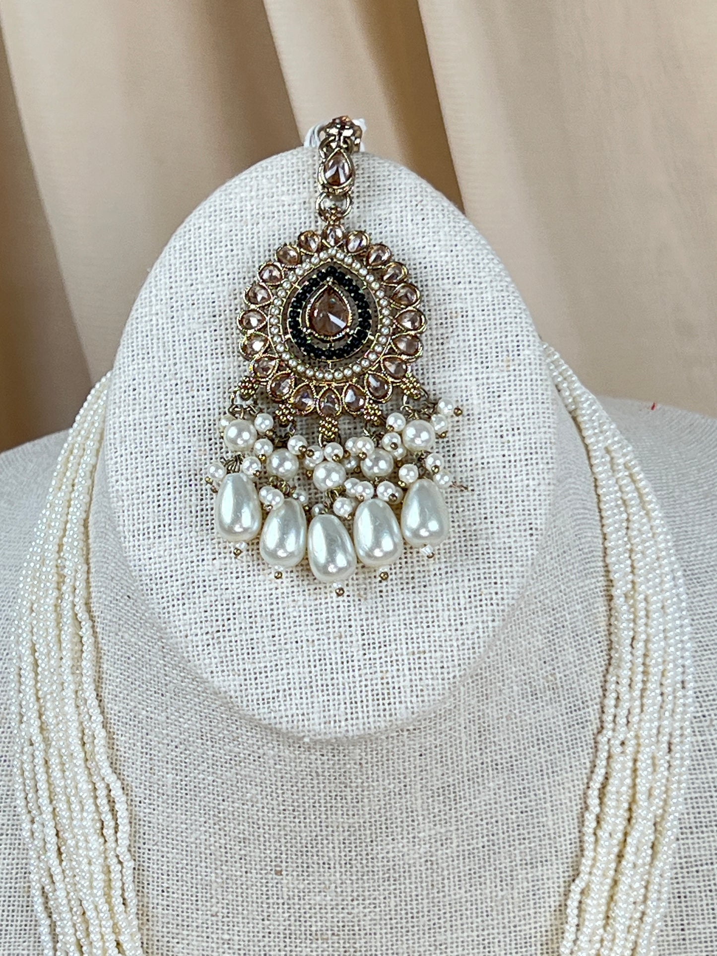 Nauratan Large Long Polki | Pearl Mala | Haar Set