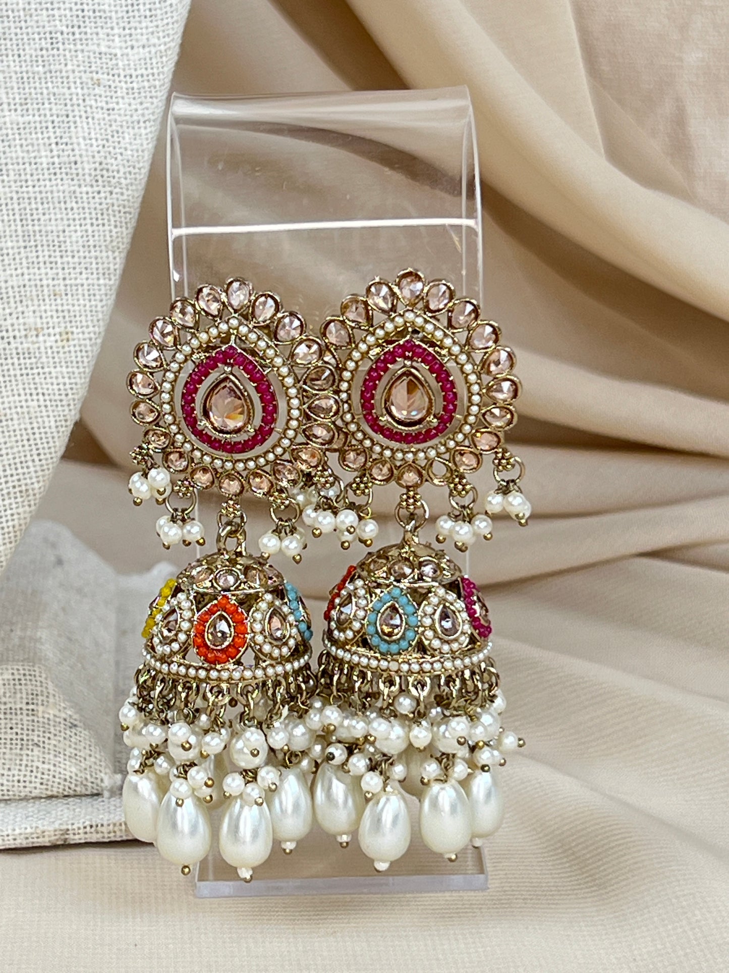 Nauratan Large Long Polki | Pearl Mala | Haar Set