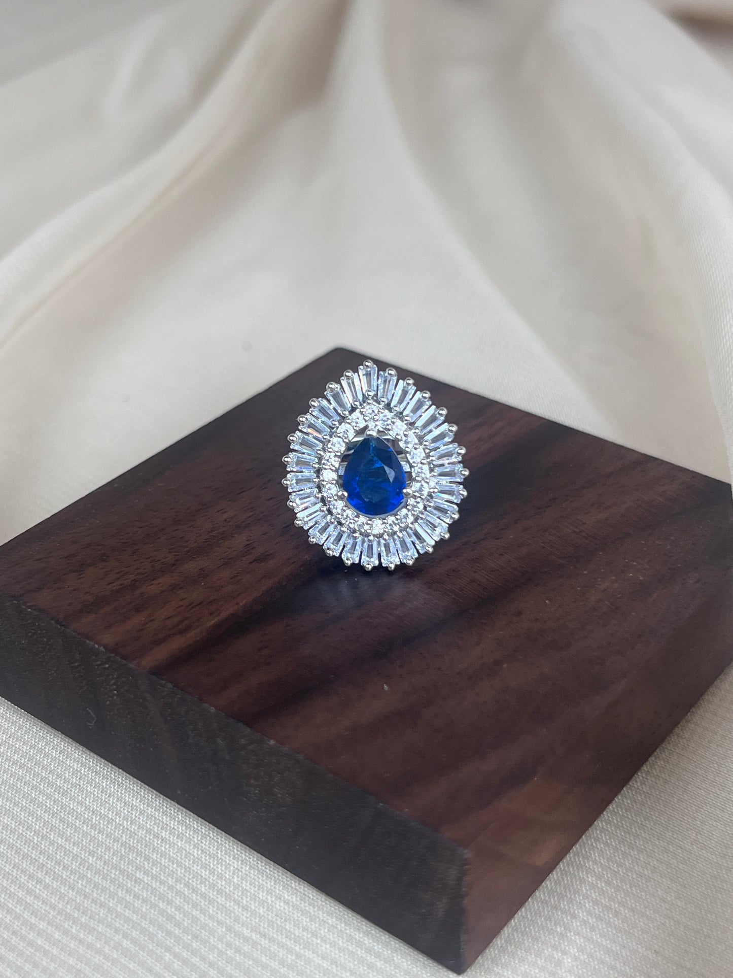 American Diamond | AD | Rose Gold |  Tear Drop Adjustable Ring