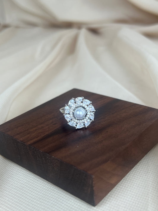 American Diamond | AD | Pearl | Rose Gold Ring