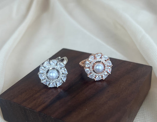 American Diamond | AD | Pearl | Rose Gold Ring