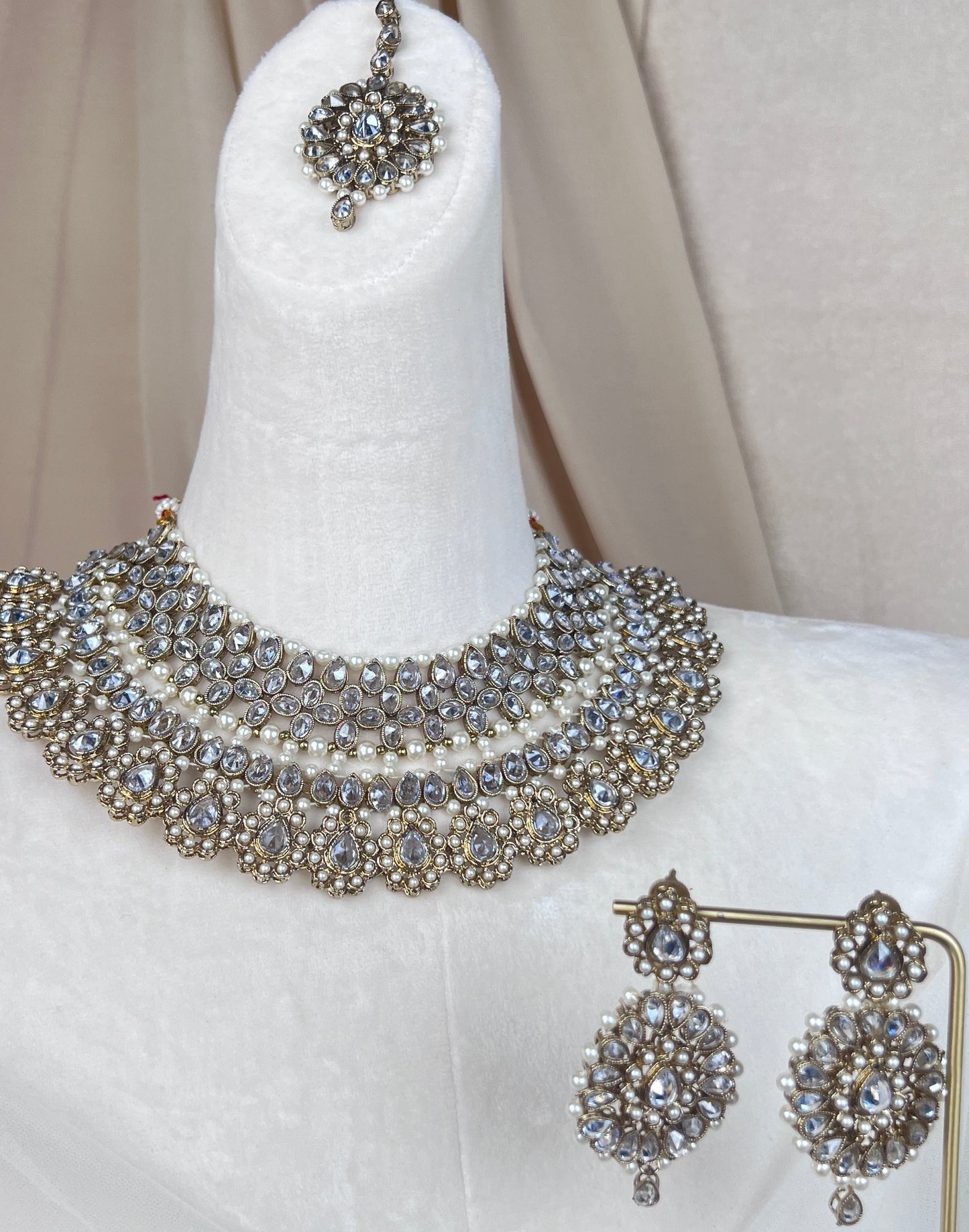 Polki | Pearl Gold Semi Bridal Set