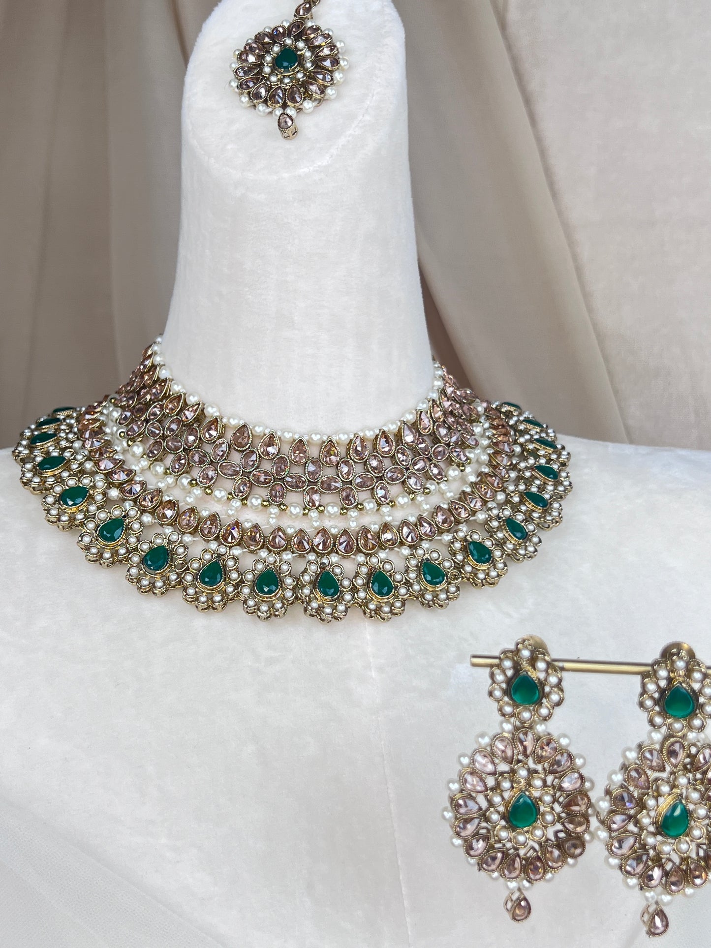 Polki | Pearl Gold Semi Bridal Set