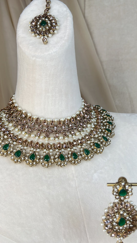 Polki | Pearl Gold Semi Bridal Set