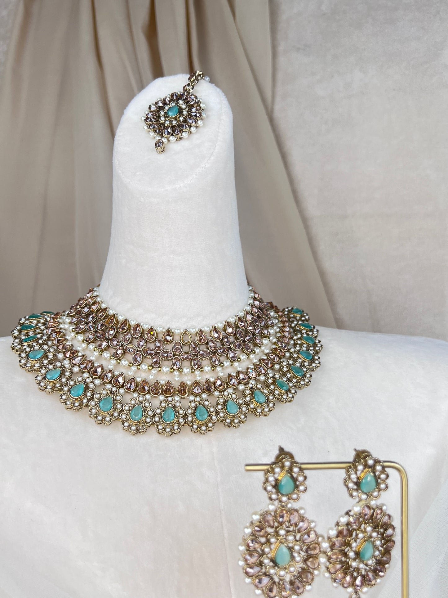 Polki | Pearl Gold Semi Bridal Set