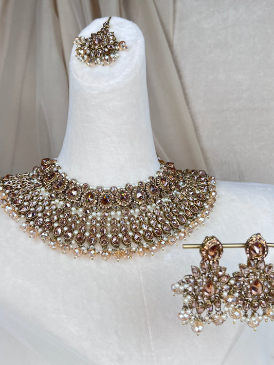 Polki Gold Diamond Semi Bridal Set