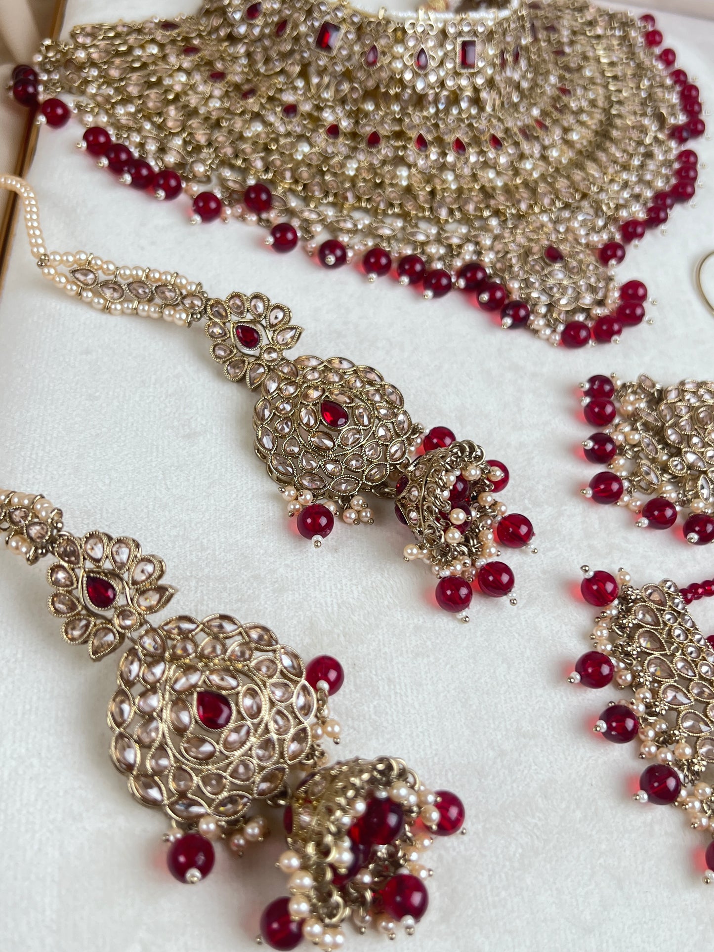 Large Bib Style Polki Semi Bridal with Jhoomar | Nose Ring