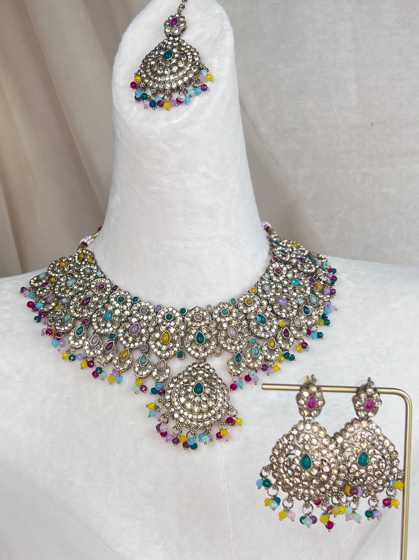Pakisitani Gold Style Semi Bridal Set with Jhoomar