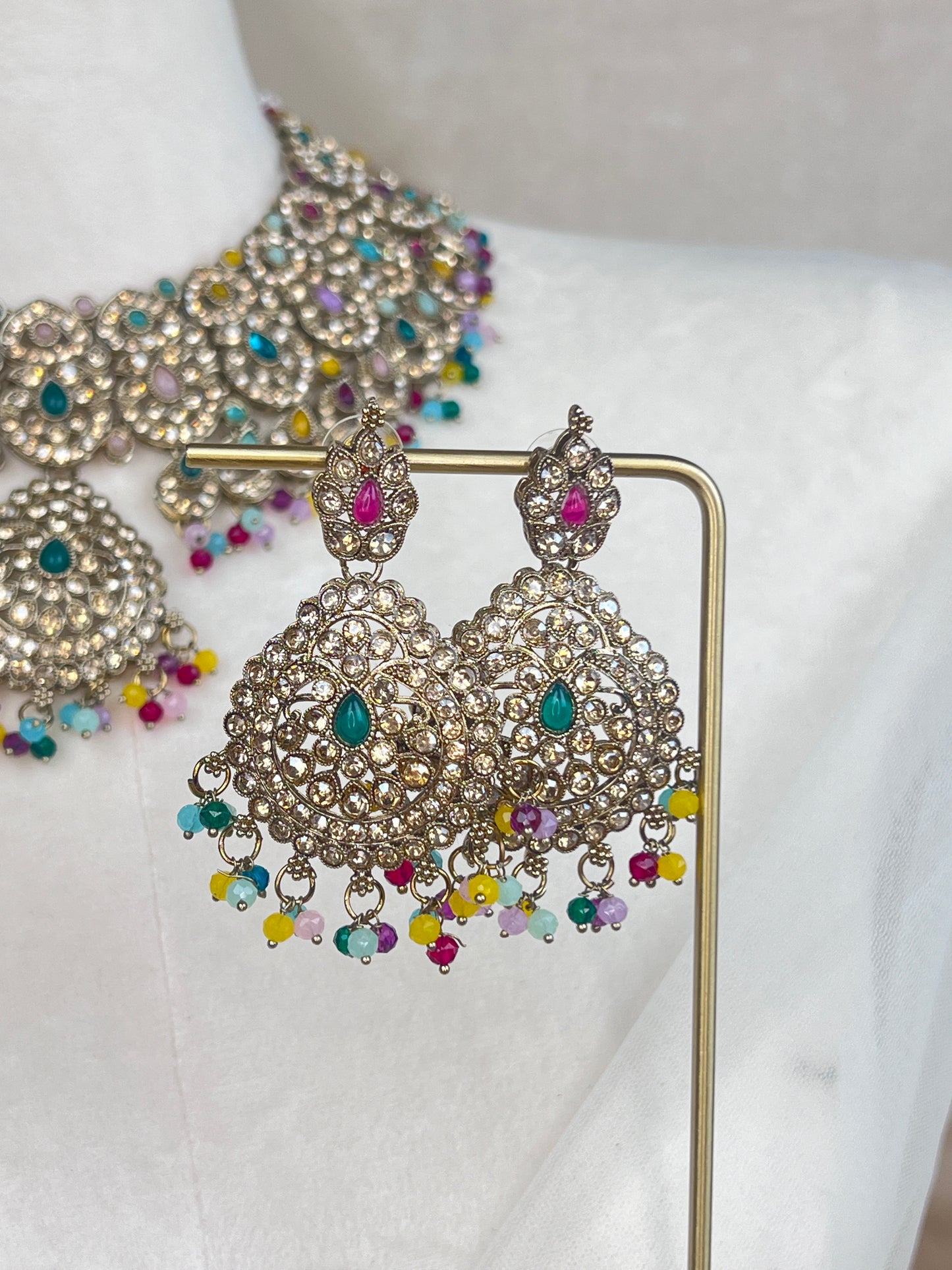 Pakisitani Gold Style Semi Bridal Set with Jhoomar