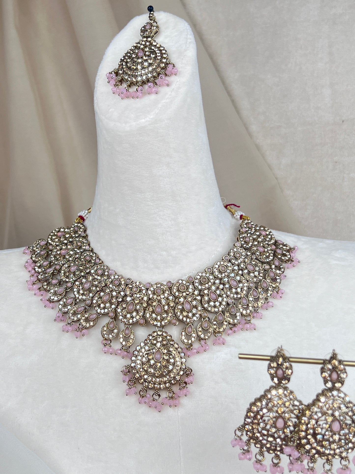 Pakisitani Gold Style Semi Bridal Set with Jhoomar