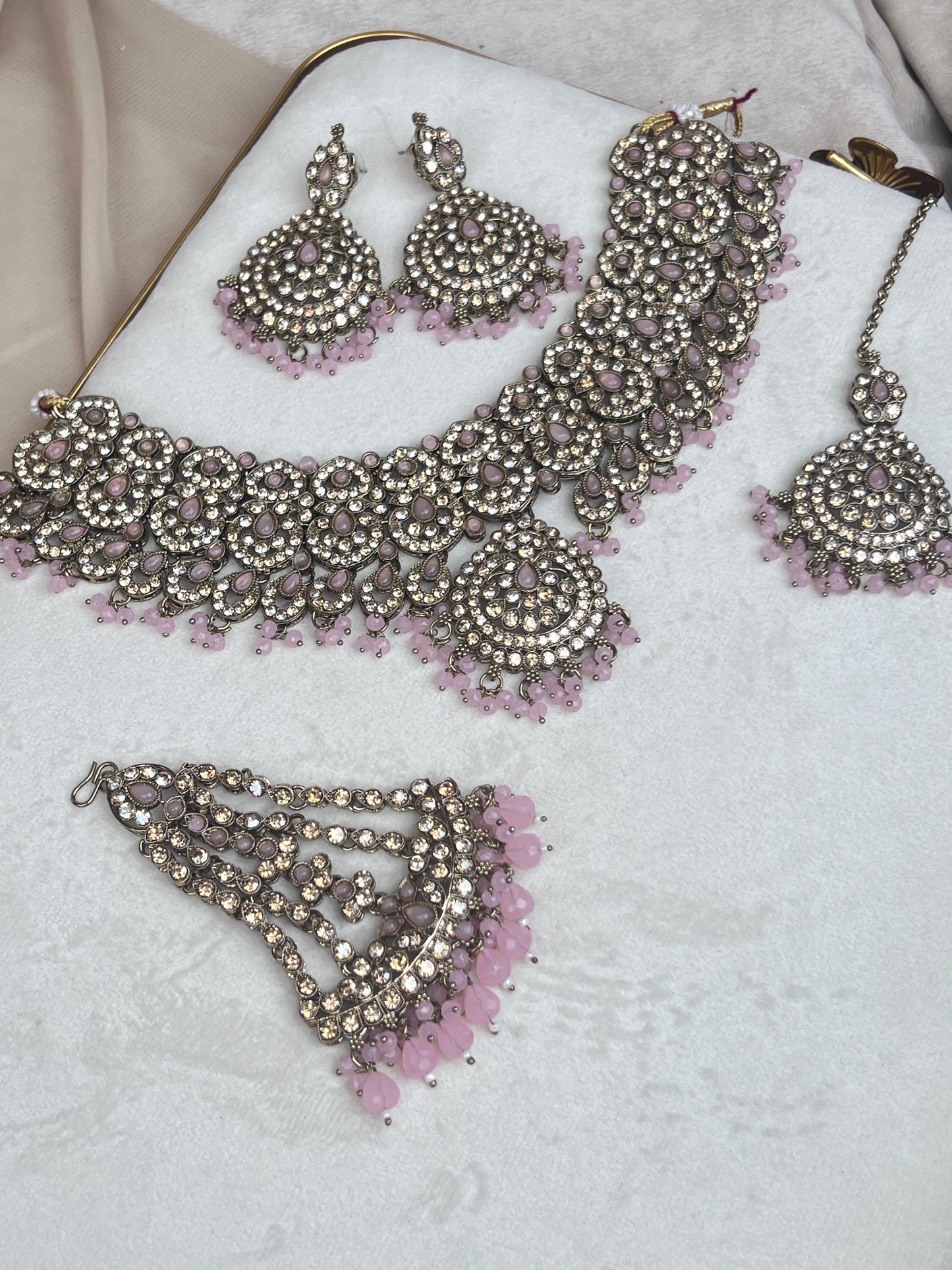 Pakisitani Gold Style Semi Bridal Set with Jhoomar