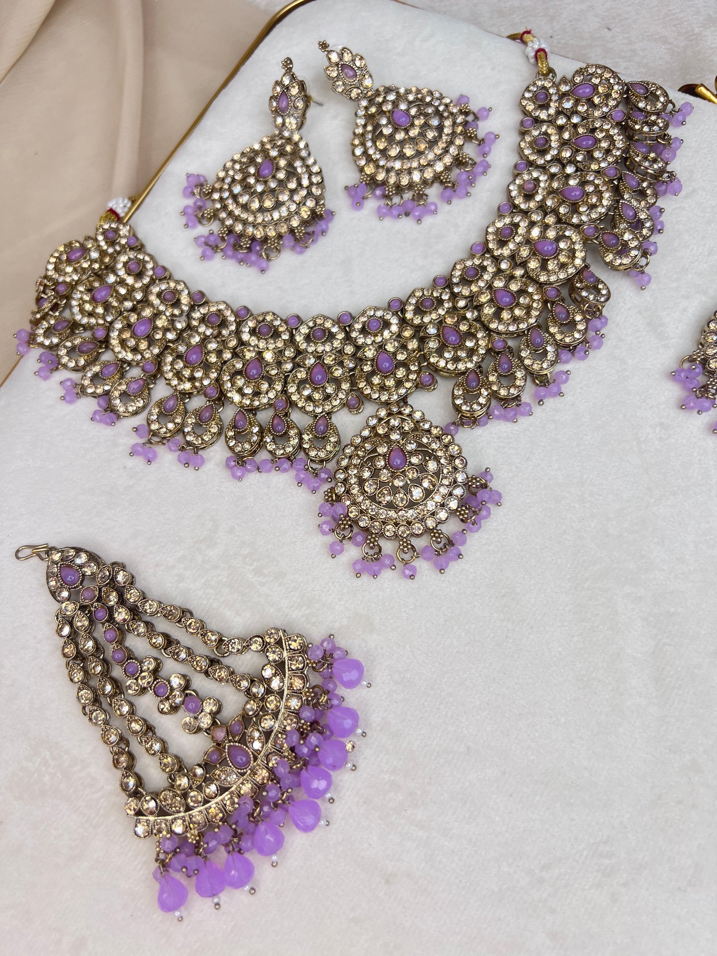 Pakisitani Gold Style Semi Bridal Set with Jhoomar
