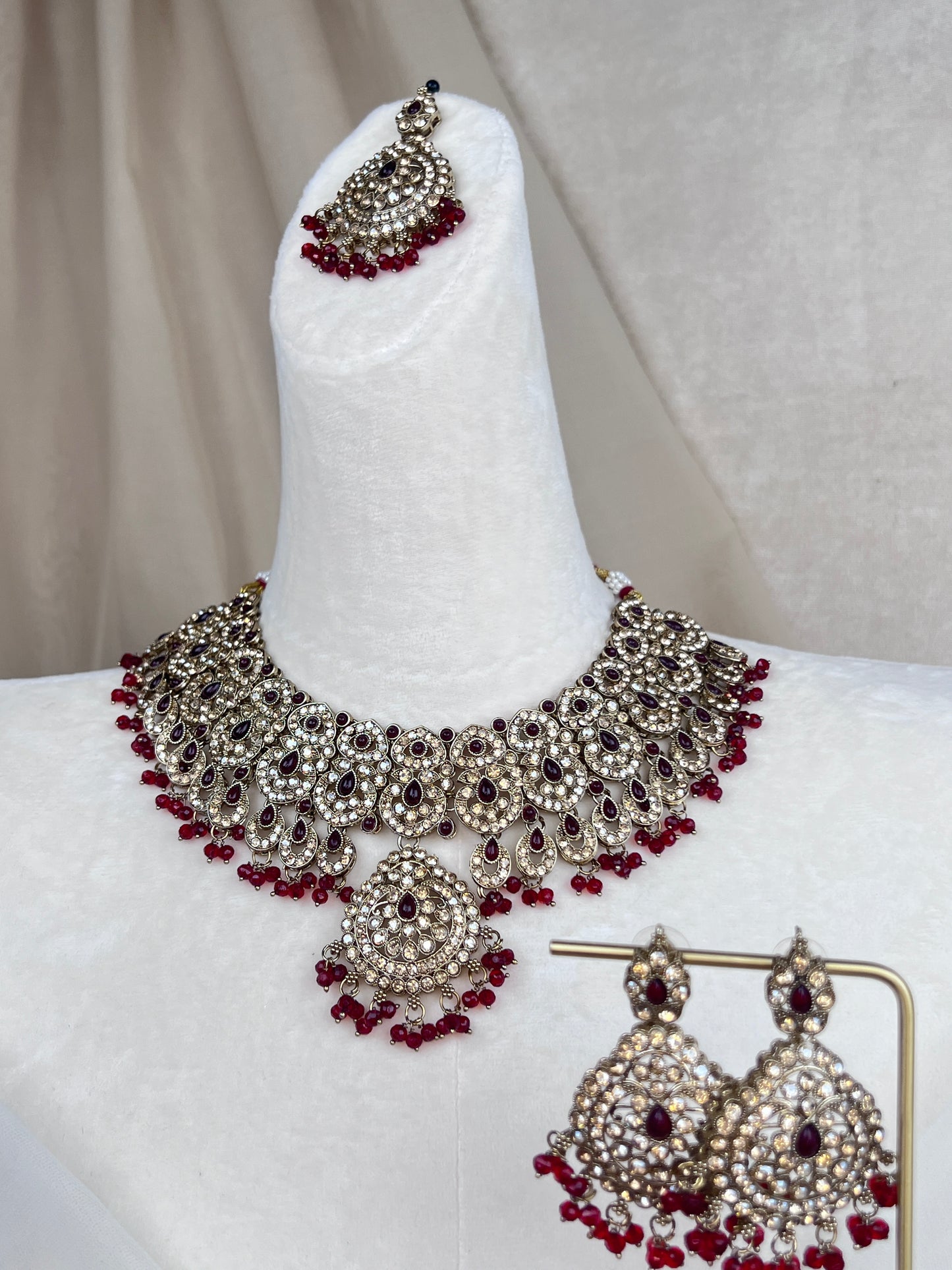 Pakisitani Gold Style Semi Bridal Set with Jhoomar