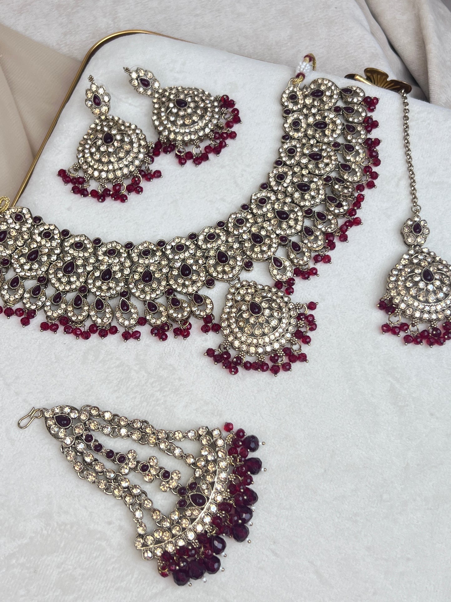 Pakisitani Gold Style Semi Bridal Set with Jhoomar