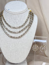 Gold Kundan Moissanite Layered Necklace with Earrings