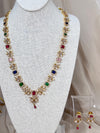 Long Dainty Moissanite American Diamond Gold Necklace | Haar | Mala Set