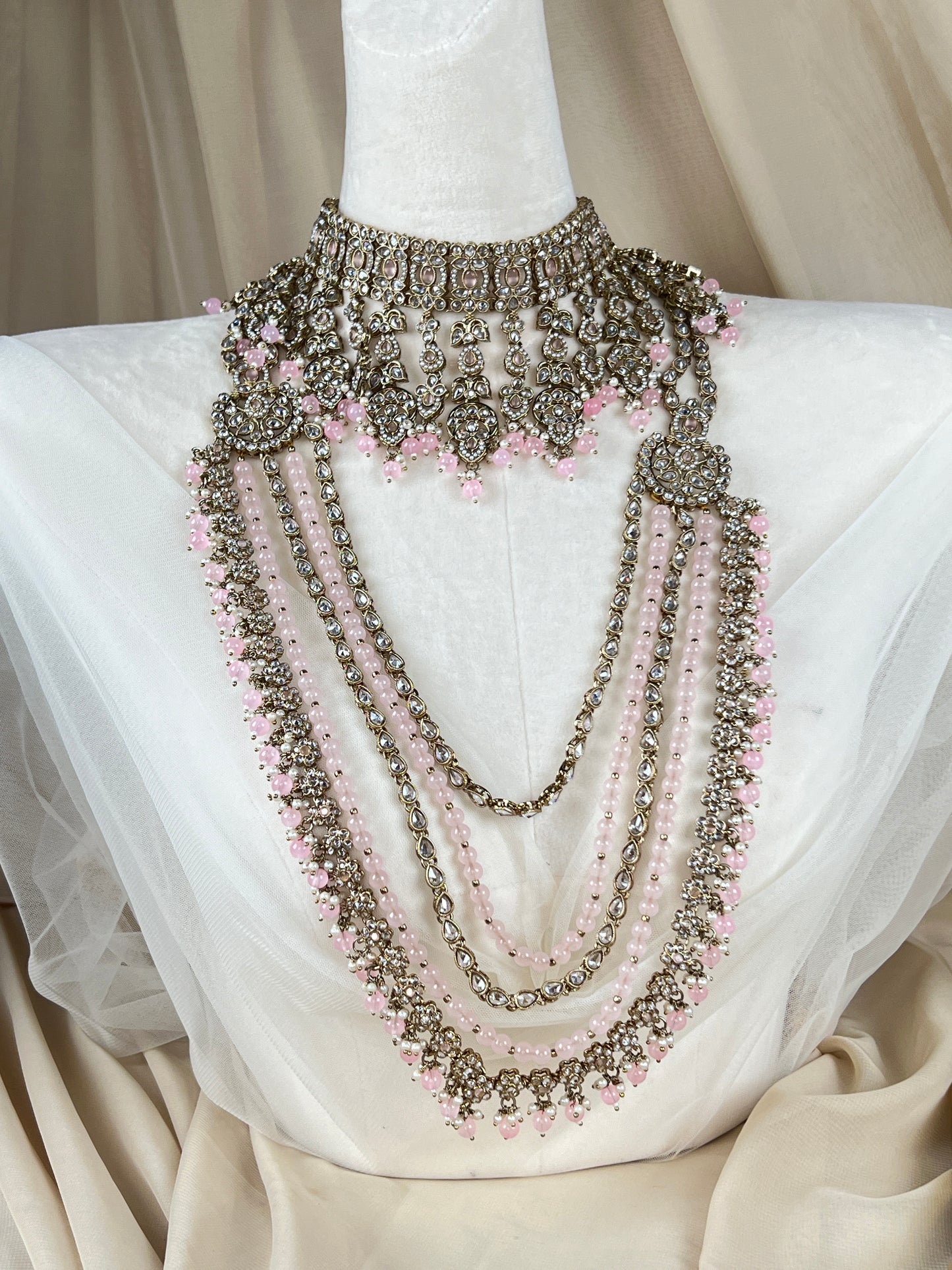 Full Polki Bridal Set w/ Layered Mala Set
