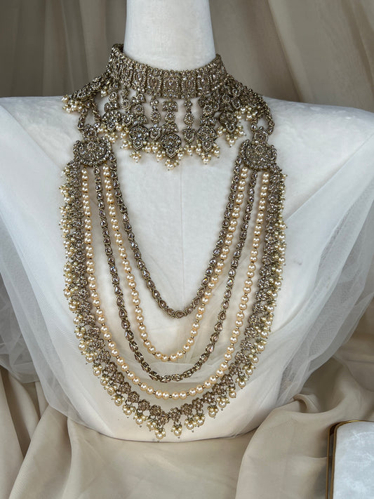 Full Polki Bridal Set w/ Layered Mala Set