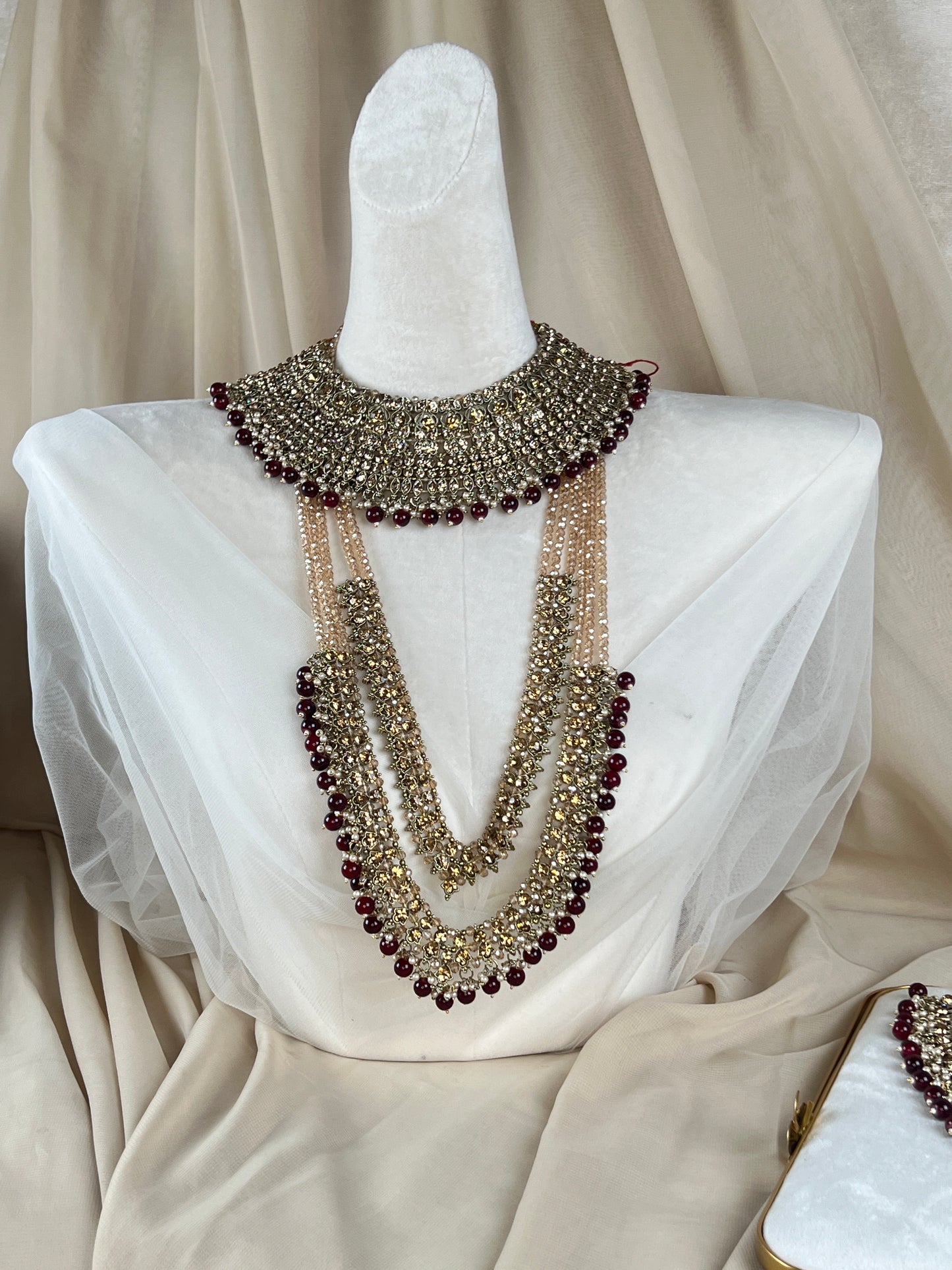 Pakistani Style Full Bridal Set w/ Layered Long Mala