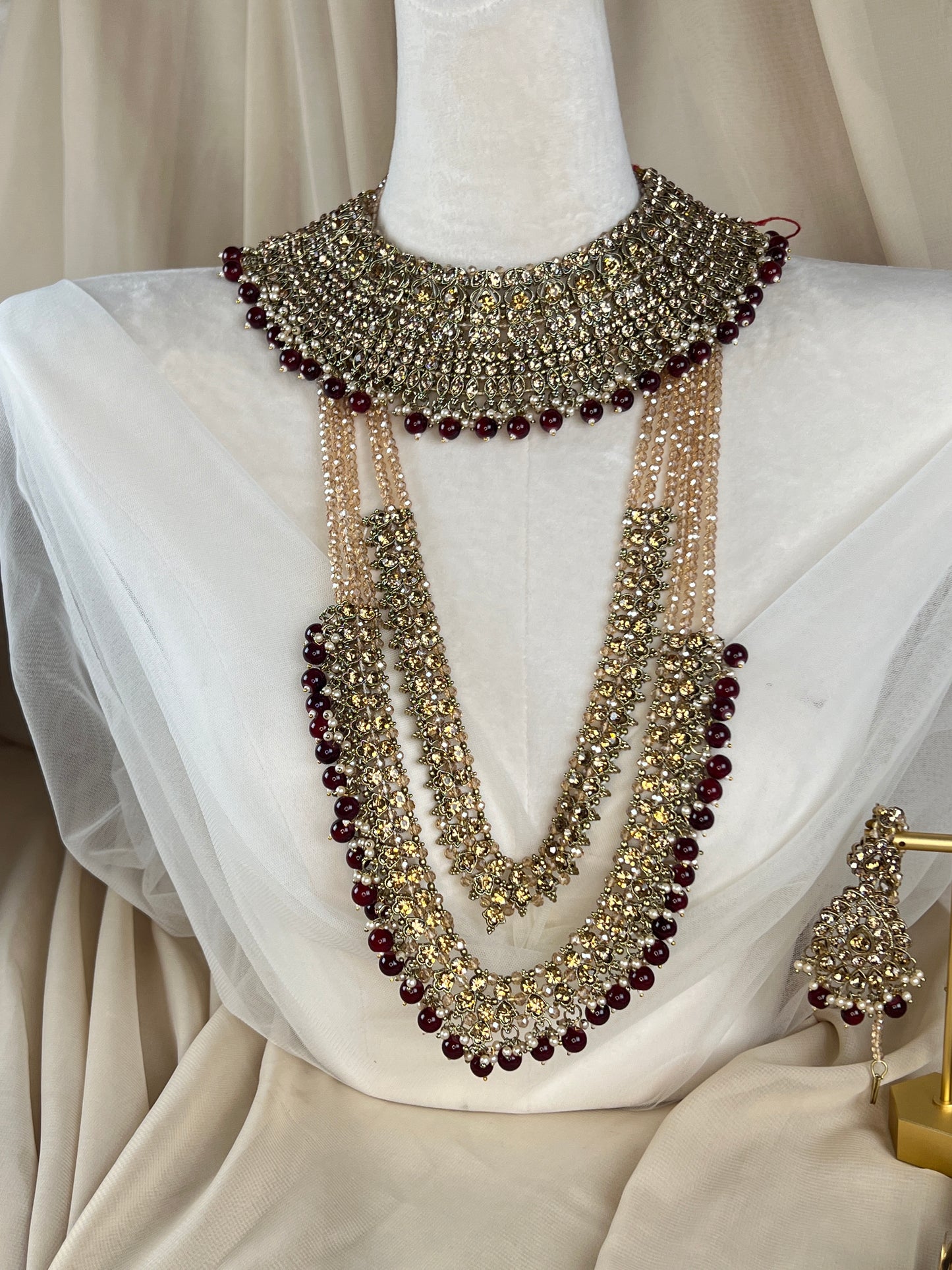 Pakistani Style Full Bridal Set w/ Layered Long Mala