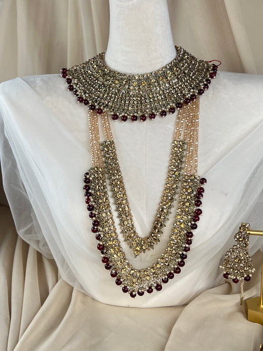 Pakistani Style Full Bridal Set w/ Layered Long Mala