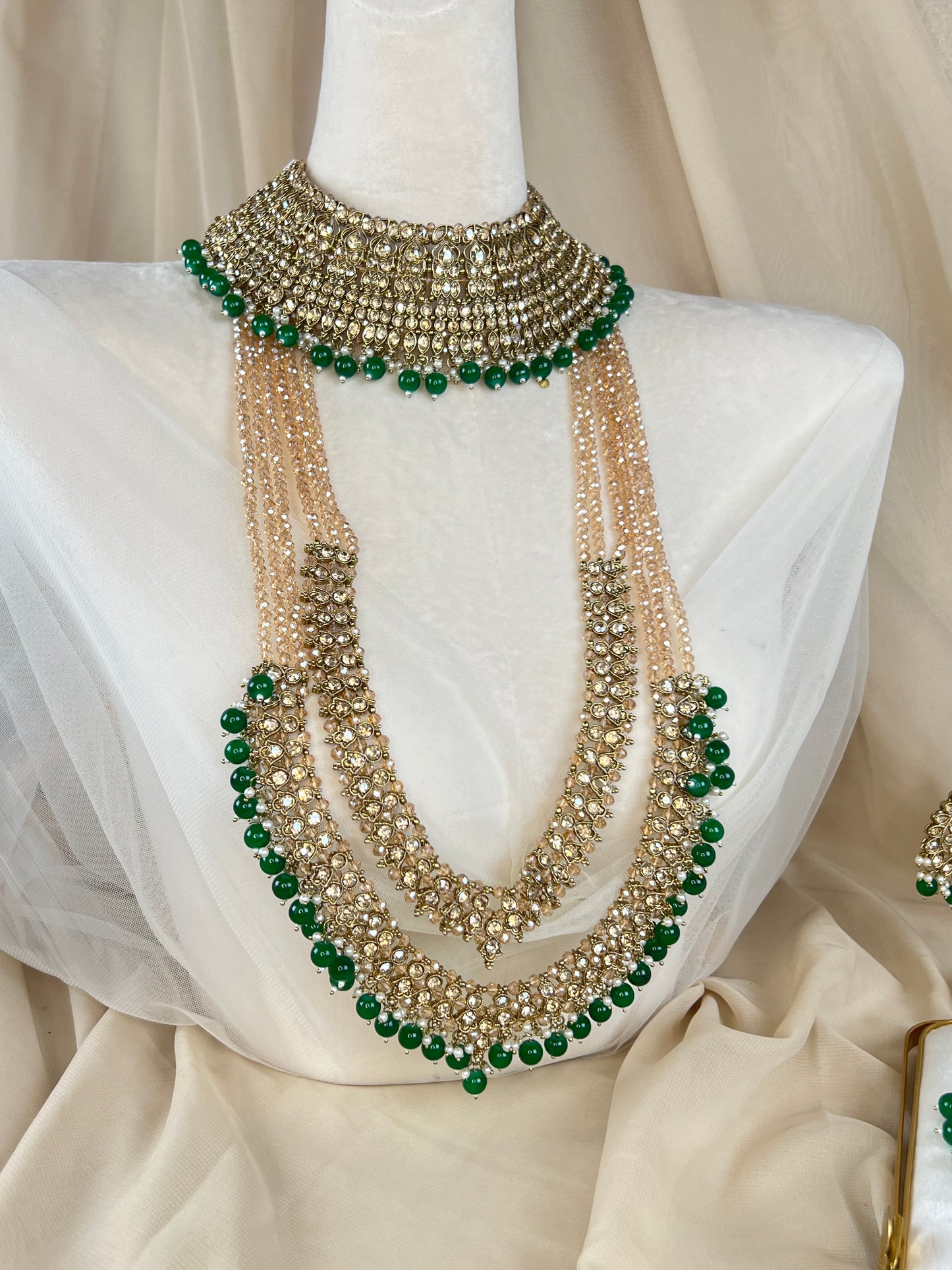 Pakistani Style Full Bridal Set w/ Layered Long Mala