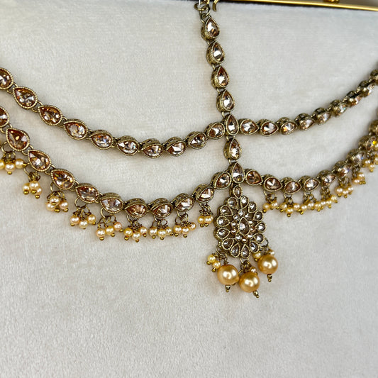 Multi Layer Gold Pearl Matha Patti | Shetha Patti