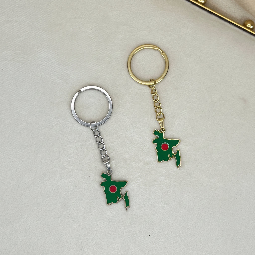 Red and Green Bangladesh Flag Keychain