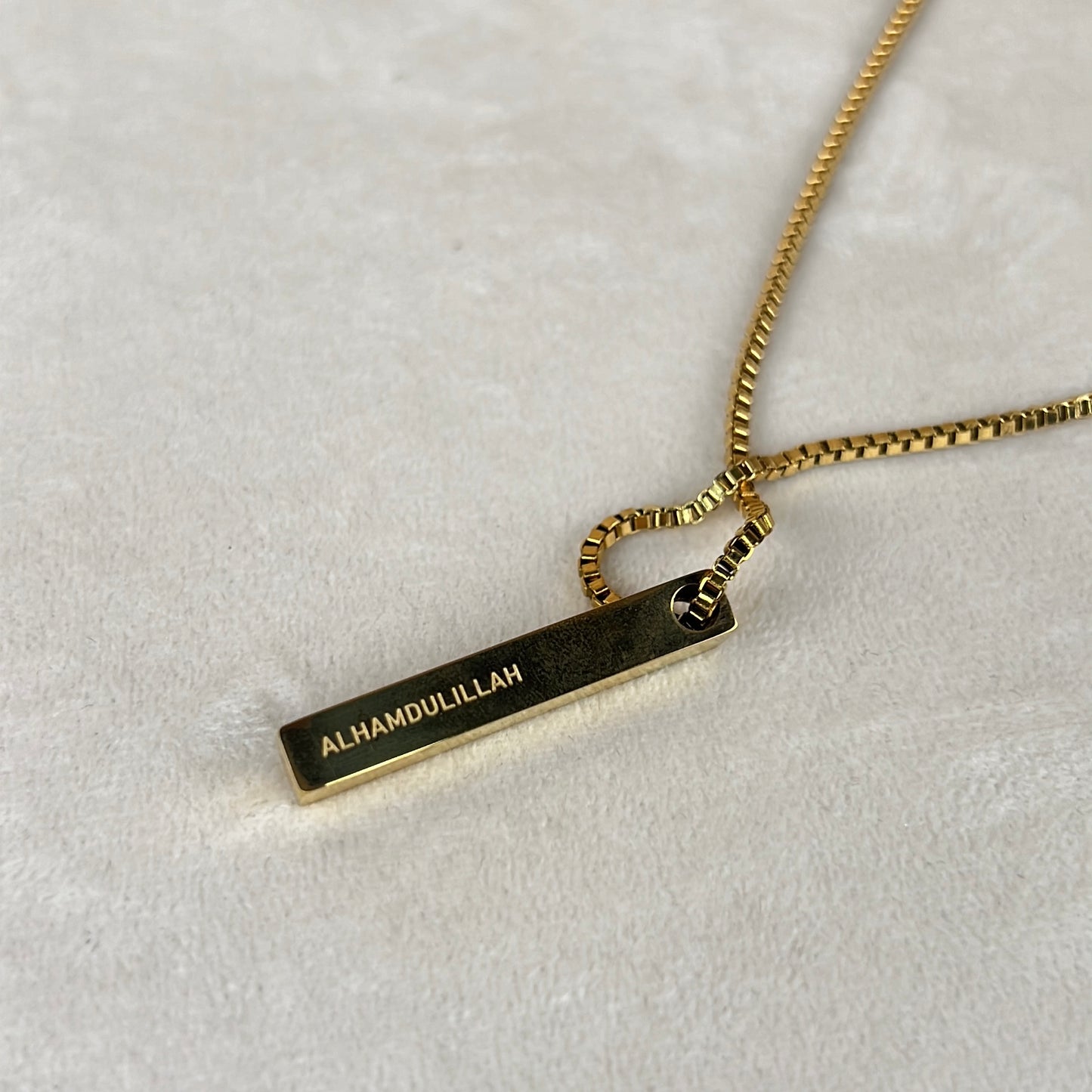Gold Alhamdulilah Bar Pendant with boxchain