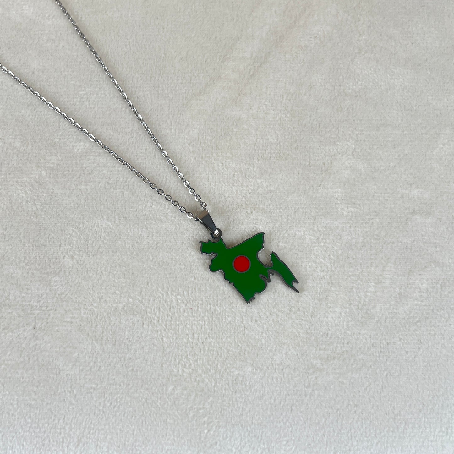 Red & Green Bangladesh Flag Pendant w/chain