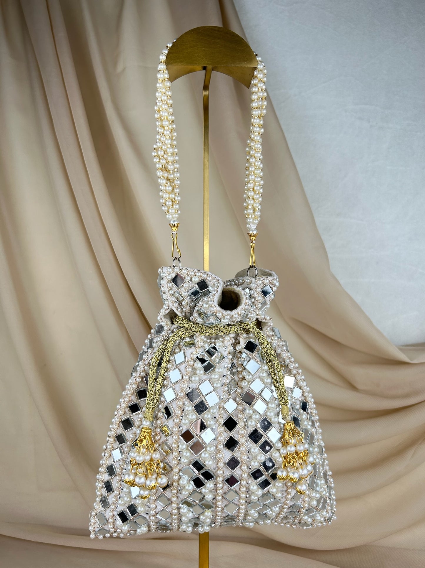 Mirror and Velvet Potli Bag