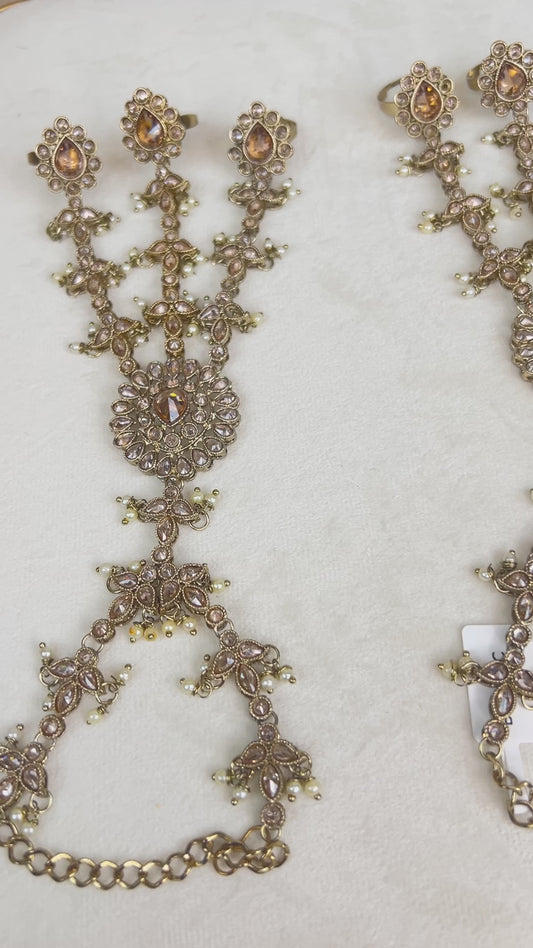 Multifinger Gold Hand Bracelet | Haath Panja