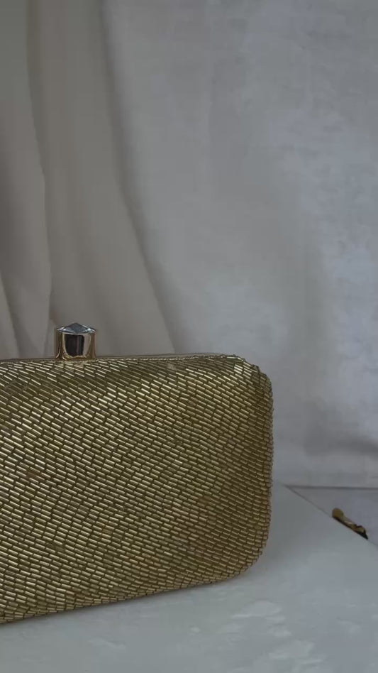 Gold Beaded Clutch